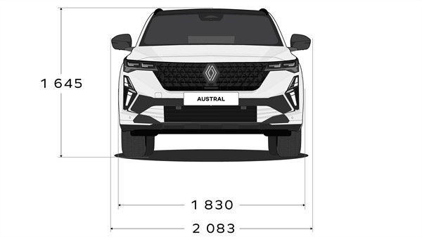 διαστάσεις εμπρός - αρθρωτός σχεδιασμός - Renault Austral full hybrid E-Tech